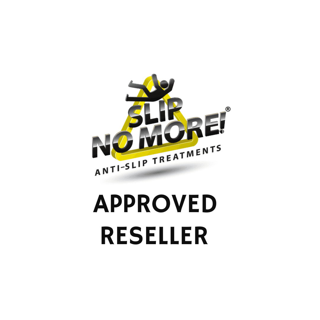 Logo of Slip No More! anti-slip treatments with text 'Approved Reseller'.